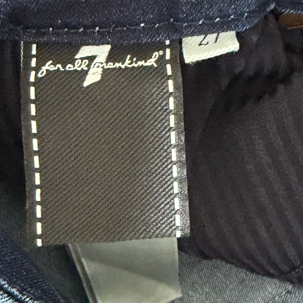 7 For All Mankind Flare Jeans Women 27 Dark Blue Mid Rise Signature Squiggle - Picture 5 of 6